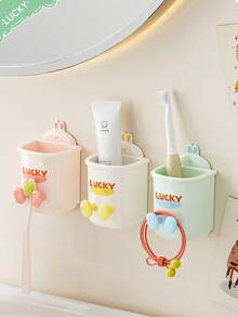 Mini Toothbrush & Toothpaste Holder, No Drill Wall Mount Bathroom Electric Toothbrush Organizer, Bathroom Toothbrush Storage Rack - Multicolor - View 8