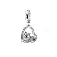 925 Sterling Silver Cute Pomeranian Dog Pendant, Inlaid With Zirconia, Exquisite Design, Suitable For Daily Wear. It Is A Birthday Gift For Friends And Family Who Love Dogs. - Silver - View 4
