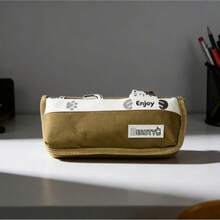 1个多功能双层铅笔盒，大容量简约文具袋，学生文具袋（毛绒学生文具袋），返校季，学习用品，铅笔盒，背包 - 彩色 - 查看 6