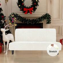 Stretch Futon Slipcover Armless Futon Bed Cover Furniture Protector Without Armrests With Elastic Bottom For Ki... - LargeCream - View 2