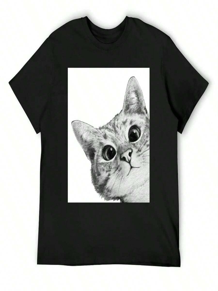 Sneaky Cat T-Shirt - Black(黑色7) - 查看 1