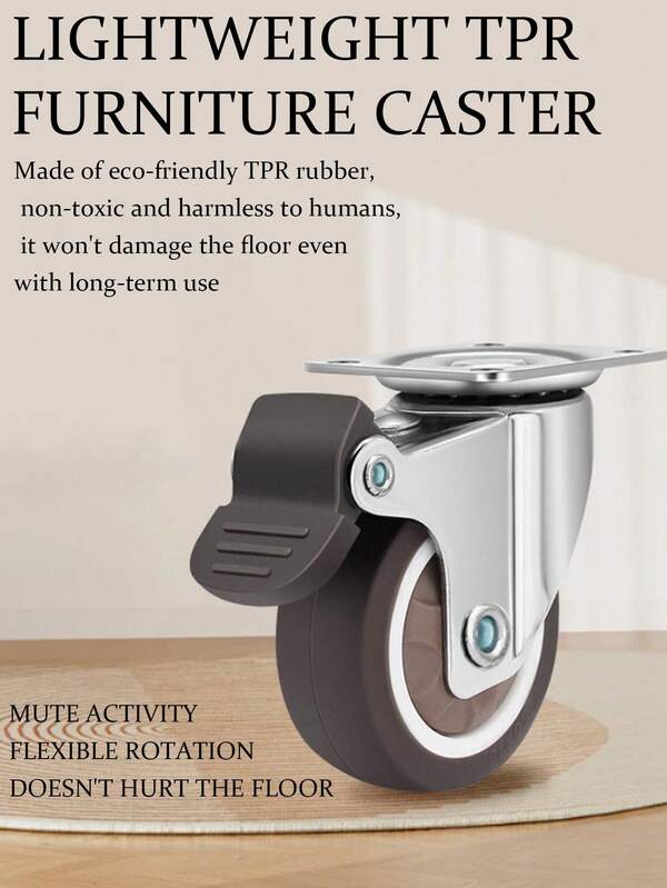 4-Piece Set, Lightweight TPR Casters Silent Swivel Wheels - 1" /1.5" /2"-Iron Frame With TPR Wheels - Suitable For Office Cabinets, Workbenches, Furniture, And Sliding Doors