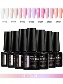 MEET ACROSS Set de 7 piezas de 7ml de esmalte de uñas en gel, de larga duración y resistente, libre de plomo, HEMA y TPO, esmalte de uñas en gel rosa semi-permanente y removible UV, diseño de manicura DIY, todos los productos adecuados para decoración, salón de uñas y manicura en casa - Multicolor - Ver 24