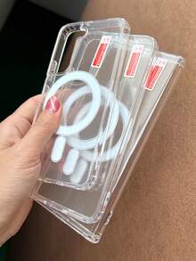 Magnetic Phone Case Compatible With Galaxy S22/S23/S24/S25, Ultra, Plus Models, MagSafe Compatible, Anti-Fall And Shock-Proof Protective Cover, Transparent Backplate Anti-Scratch - Clear - View 2