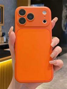 简约纯色保护壳，兼容 17 Pro Max、17、16、15、14、13、12 Pro Max，防摔保护套 - 橘色 - 查看 13