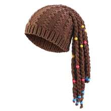 1pc Handmade Braided Knit Beanie Hat, Warm Autumn/Winter Wig Hat, Funny Hat For Holiday Events - Multicolor - View 5