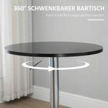 Round Bar Table, Height-Adjustable, Swiveling, In Black Steel, Ø61 X 70-97 Cm