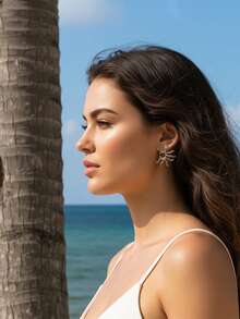 imoli Sun Design Stud Earrings - Silver - View 6