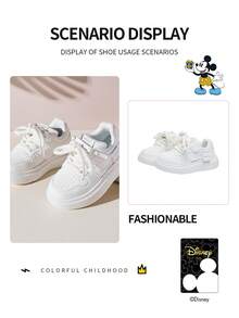 Disney 1 đôi giày thể thao trẻ em hợp tác cùng Mickey Mouse, thích hợp cho mặc hàng ngày, lễ hội, thể thao, hoạt động ngoài trời, thoải mái, chống trơn trượt, thoáng khí (Giày thể thao bé trai, giày trượt ván bé trai, giày thể thao trẻ em, giày thể thao bé gái, giày trượt ván bé gái) - trắng - Xem 7