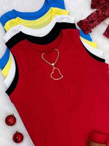 Women's Basic And Essential Tank Top For Summer And Carnival - 紅色 - 查看 3