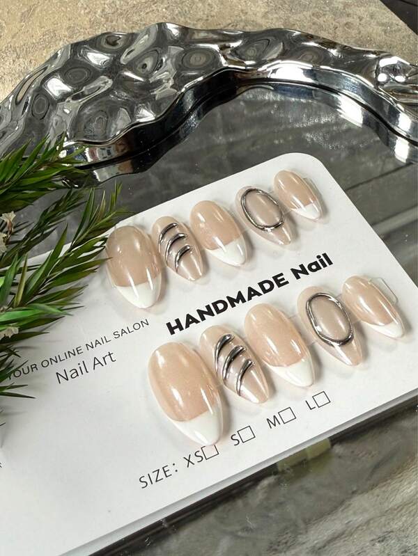 10 Pieces Of Handcrafted Wearable Arm Guards, In Nude Color With French-Style Metal Accents, Suitable For Daily Versatile And Gentle Styles