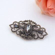 1pc Vintage Grey Rhinestone Turkish Brooch For Women, Suitable For Muslim Hijab, Collar, Wedding Bride Decoration, Antique Gold Alloy Brooch Jewelry - Turkish Brooch - View 5