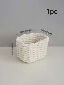 1pc Handmade Thick Rope White Woven Cosmetic Storage Box, Can Organize Makeup Brushes And Skincare Products, Suitable For Vacation, Beach, Bathroom, Bedroom, Large Capacity,Makeup Bag,Travel Essential - Multicolor - View 13
