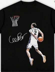 Basketball Cooper Flagg Player Print Crew Neck T Shirt Sweatshirt Casual Wear Tops Plus Size Clothes Business Casual Y2k With Dunking Action Shot Short Sleeve Athletic Modern Y2K Inspired Regular Fit Suitable - 黑色 - 查看 1