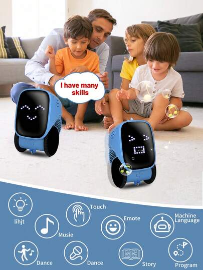 Robô de brinquedo com controle remoto (1 unidade), ideal para crianças de 3 a 5 anos. Possui olhos de LED piscantes, movimentos flexíveis e que dançam. Ótimo presente para meninas, Natal, Halloween, meninos e Páscoa.