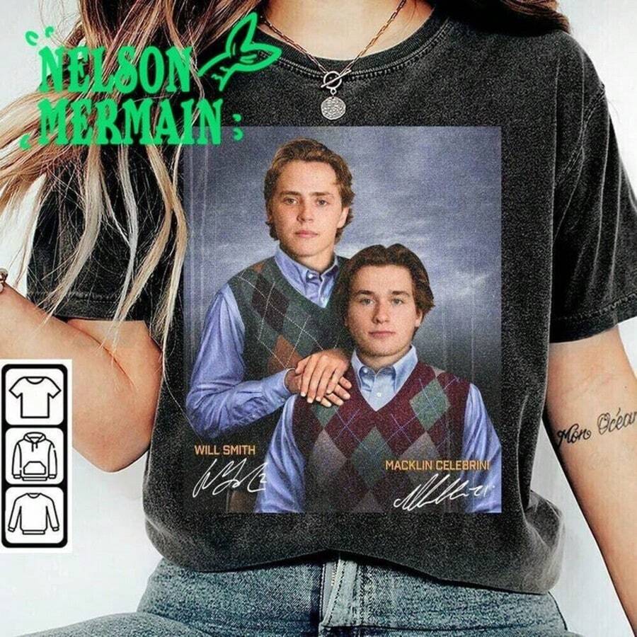 Macklin Celebrini  Of The San Jose Sharks Hockey Shirt, Vintage Step Brothers Hockey T-Shi - 黑色 - 查看 1