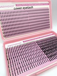 320片/套 尖头假睫毛，0.07 C.D 卷度，12-18mm 混合哑光黑色睫毛，预制睫毛簇，单根睫毛 - 黑色 - 查看 18