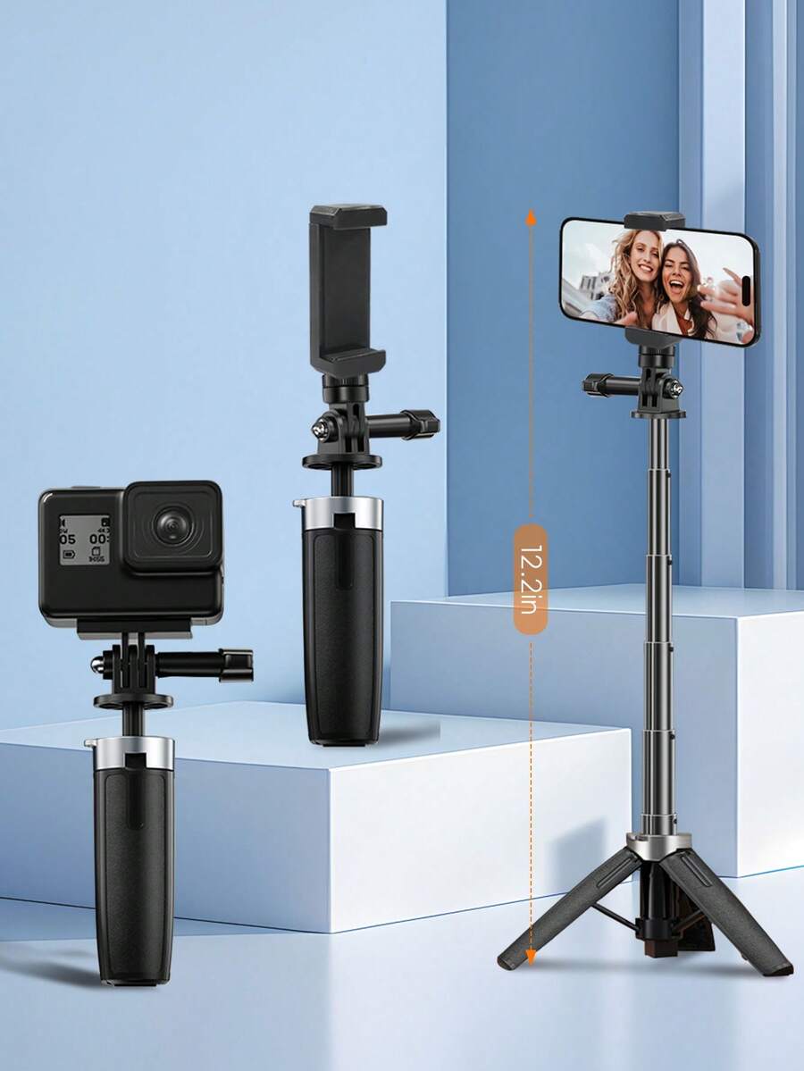 Gậy selfie mini bằng nhôm mới, chân đế điện thoại để bàn, có tay cầm, có thể cầm tay hoặc đặt trên mặt đất. Thích hợp cho webcam, Canon G7X Mark III, ZV-1, RX100 VII, A6400, A6600 và các máy ảnh khác - Có thể gắn thêm chân đế điện thoại, phù hợp với nhiều loại điện thoại di động. Chân đế quay vlog mini di động, bật lên chỉ với một cú nhấp chuột, chân có thể điều chỉnh, được trang bị miếng đệm cao su, ổn định, chân đế thể thao ngoài trời, dụng cụ selfie, dụng cụ chụp ảnh cặp đôi ngày Valentine. - Một cỡ - Xem 1