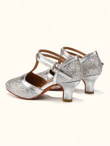Latin Dance Shoes Sequined Closed-Toe Dance Shoes Ballroom Salsa Dance Hall Practice Performance Dance Shoes Party High Heels Dance Shoes - Silver - View 6