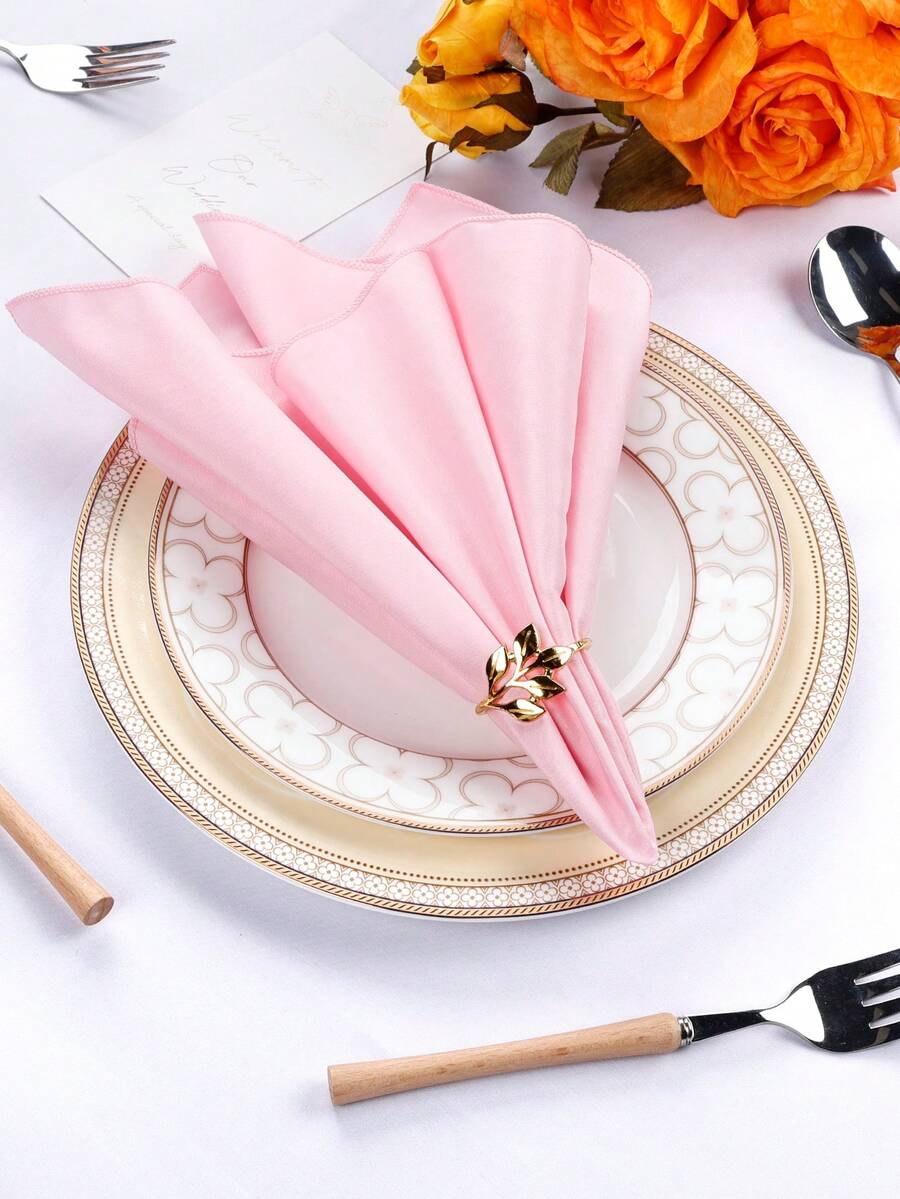 10/20/30pcs Solid Color Square Cloth Napkins, Polyester Napkins, Soft Washable Reusable 12/14/17/20 Inch, For Home, Hotel, Wedding, Party, Restaurant & Festive Celebrations - Baby Pink - View 1
