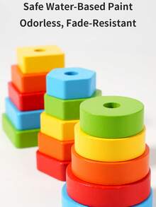 Juguetes de rompecabezas de apilamiento de animales de madera, juego de emparejamiento de formas Montessori, incluye panda, rana, león, regalo de educación temprana colorido adecuado para niños pequeños - Multicolor - Ver 8