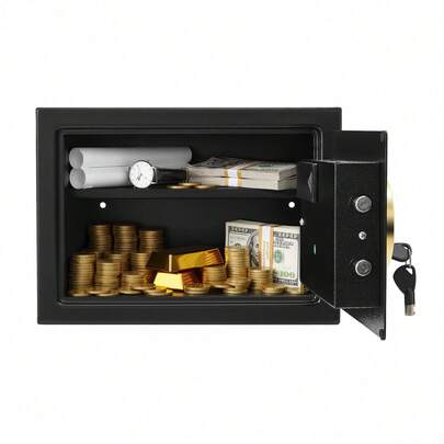 Steel Box Fireproof Waterproof Digital Security Box Digital Keypad Lock, Hidden Key Lock, Alarm For Home Office Business Money Jewelry Storage