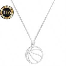 1pc Hip-Hop Stainless Steel Basketball Pendant Necklace, Simple Charm Basketball Sport Collarbone Chain Jewelry For Girls Boys Basketball Player Necklace Accessory - Basketball - View 15
