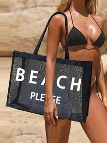 Questa borsa a tracolla in rete di grande capacità può essere utilizzata anche come pratica borsa cosmetica e borsa da spiaggia portatile, adatta a uomini, donne e persone di tutte le età per uso quotidiano, appuntamenti, estate, viaggi, lavoro, affari, studenti, picnic, campeggio e varie occasioni. - Multicolore - Visualizzare 1