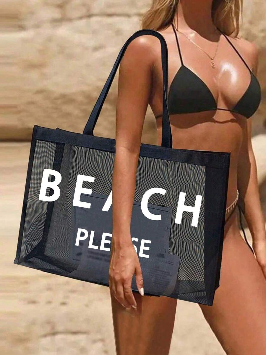 Questa borsa a tracolla in rete di grande capacità può essere utilizzata anche come pratica borsa cosmetica e borsa da spiaggia portatile, adatta a uomini, donne e persone di tutte le età per uso quotidiano, appuntamenti, estate, viaggi, lavoro, affari, studenti, picnic, campeggio e varie occasioni. - Multicolore - Visualizzare 1