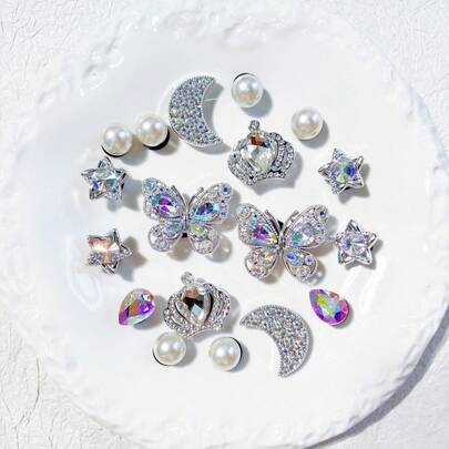 18pcs Shoe Accessories (Super Shiny Laser Butterfly, Moon, Crown, Star) Shoe Clips, Easy To Detach DIY Decorations, Suitable For Women's Sandals, Shoes, Mary Janes, Garden Shoes, Clogs, Flip Flops And Beach Bags - Perfect Gift For Holidays, Parties And Special Occasions.