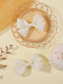 2pcs/Set Solid Color Bow Hair Clips, Versatile Hair Accessories For Back To School & All Seasons - Apricot - View 3