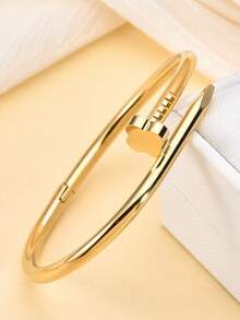 Fashionable Versatile Stainless Steel Zirconia Bracelet, Suitable For Women's Daily And Holiday Wear, Mother's Day Gift - Gold 5 - View 3