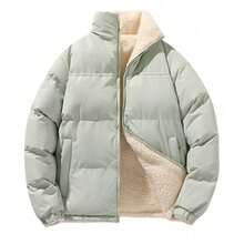 Abrigo de Invierno para Hombre, Mujer y Unisex, Forro Polar, Doble Cara, Chaqueta Gruesa y Cálida de Algodón, Cuello Alto, Cortavientos, Ropa de Abrigo para Clima Frío. - Verde - Ver 1