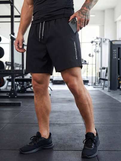 Pantalones cortos deportivos para hombres, estilo novio, pantalones cortos de verano hasta la rodilla, pantalones elásticos minimalistas estampados, con cordón y bolsillos, adecuados para correr, hacer ejercicio, baloncesto