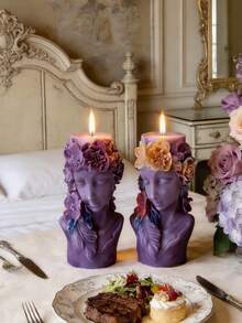 1pc 3D Embossed Flower & Portrait Cylinder Silicone Mold Heat-Resistant Easy Demold Reusable For Candle/Gypsum/Resin/Diffuser Stone Candle Mold Home Decor Gift For DIY Enthusiasts - A - View 7