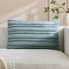 1件裝紋理仿兔毛裝飾抱枕套，柔軟舒適蓬鬆，正方形居家裝飾靠墊套，節慶居家枕套裝飾，現代風沙發與臥室裝飾，不含枕芯 - 霧霾藍 - 查看 14