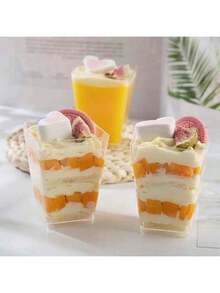 50 chiếc cốc tráng miệng vuông - Cốc nhựa trong suốt đựng bánh pudding, có thể tái sử dụng, lý tưởng cho sữa chua, trái cây, mousse và các món tráng miệng nhỏ - Giải pháp phục vụ trang nhã cho các sự kiện và sử dụng hàng ngày. - Nhiều màu - Xem 6