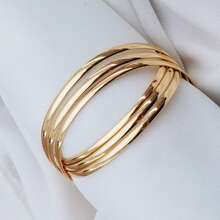 Wide, Braided, Adjustable Women's Bracelet, Plated In 18K Gold Or 925 Silver. - Vàng - Xem 3