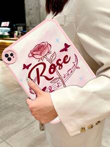 1pc Valentine's Day Special: Pink Romantic Rose Style Shockproof Tablet Protective Case Fit For Huawei MatePad 10.4 Inch, Built-In 360 Degree Thick Anti-Drop Leather 10.2 Inch Tablet Protective Case - Multicolor - View 4