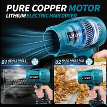 Brushless Turbine Electric Hair Dryer, Personal Cooling Fan, High-Power Hair Dryer, Handheld Blow Dryer Cooling Tool, Outdoor BBQ Blower - Mint Blue - View 3