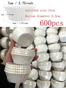 100pcs/Set Paper Cupcake Paper Cup, Simple White Cupcake Mold For Kitchen Baking Back To School Valentine Day - White - View 9