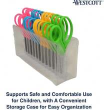 Tijeras puntiagudas para diestros y zurdos para niños a partir de 6 años, cuchillas de acero inoxidable duraderas, suministros para el regreso a la escuela, tijeras para el aula, incluye,40964382 - Naranja - Ver 6