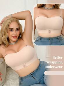 mimilemon 大码女士无肩带钢圈运动文胸 - 提拉支撑，性感舒适，时尚百搭，适合曲线身材，既可作日常内衣，也可作时尚运动服 - 粉色 - 查看 5