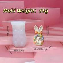 1个新款复活节兔子蝴蝶结耳朵硅胶模具，DIY可爱兔子桌面装饰，蜡烛，蜡，石膏，香薰硅胶模具 - A-白色 - 查看 2