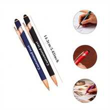 40pcs Customizable Red Ballpoint Pens (20pcs Pens + 20pcs Pen Pouches) | Engraved Name And Company Website | School And Office Supplies | Back To School Gift | Valentine's Day Gift | New Year Gift - 20 Pens + 20 Pencil Cases - View 3