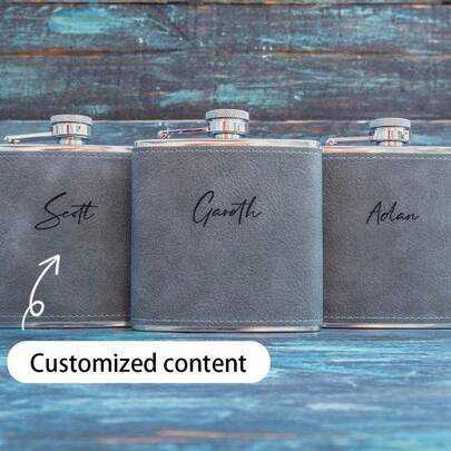 1 pieza Petaca personalizada con grabado, compacta en tamaño, ideal para whisky, licores y herramientas para cócteles, recipientes para beber personalizados, botellas de vino grabadas con láser para el novio, perfectas para el Día de San Valentín, el Día del Padre y Navidad.