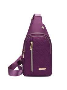 新款尼龙女士胸包，时尚菱形单肩斜挎包，大容量骑行胸包，手机袋 - 彩色 - 查看 7