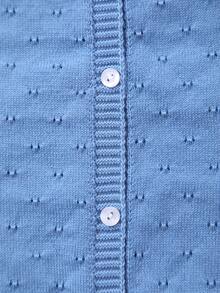 Baby Girls' Lightweight Hollow Floral Button-Up Long Sleeve Knit Cardigan Sweater - Mint Blue - View 3