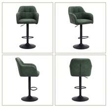 Orirsnug Bar Stools Set Of 2, Height Adjustable PU Leather Barstools, 360° Swivel Breakfast Chairs, Barstools With Armrests And Backrest, Suitable For Kitchen Counter Home, Restaurant, Green - Dark Green - View 8