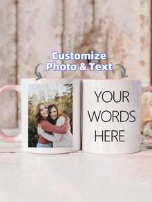 Customized Photo Mug For Grandma, Personalized Photo Coffee Cup With Text, Custom Name Mug For Friends Or Family, Personalized Gift For Home And Office Decor, Birthday Gift - Multicolor - View 2